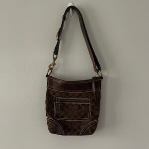 Vintage Coach Leather Canvas Signature Bag Brown Hang Tag Missing